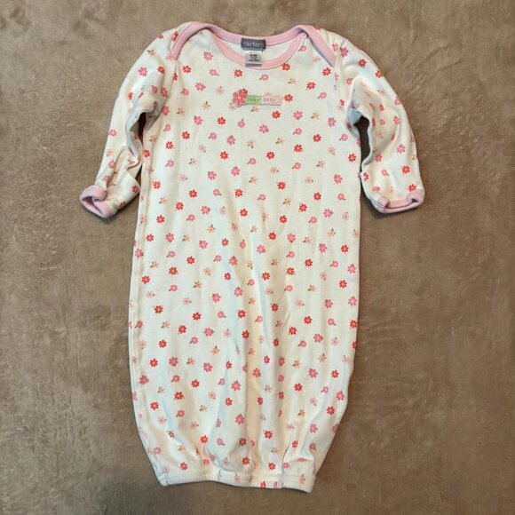 Carter’s & Circo Baby Girls Gown Set of 3 | 0–3M Floral, Stripe & Bow Print Slee - Picture 8 of 12